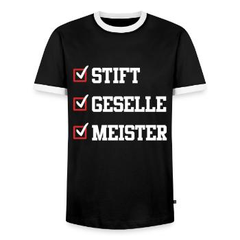 Stift Geselle Meister Meisterprüfung bestanden - Männer Kontrast-T-Shirt - Schwarz/Weiß - Vorne - AI Model Female 172 light (172cm) & AI Model Male 178 light (178cm)