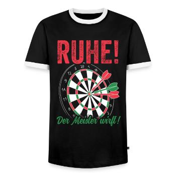 Dart - Ruhe der Meister wirft Sprüche Dartspieler - Männer Kontrast-T-Shirt - Schwarz/Weiß - Vorne - AI Model Female 172 light (172cm) & AI Model Male 178 light (178cm)