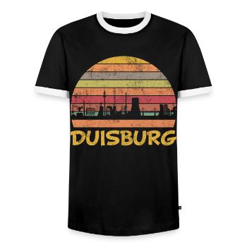Duisburg Skyline Retro Vintage - Männer Kontrast-T-Shirt - Schwarz/Weiß - Vorne - AI Model Female 172 light (172cm) & AI Model Male 178 light (178cm)
