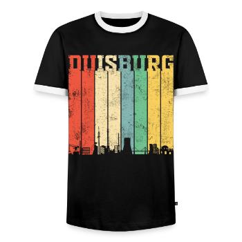 Duisburg | Retro Vintage - Männer Kontrast-T-Shirt - Schwarz/Weiß - Vorne - AI Model Female 172 light (172cm) & AI Model Male 178 light (178cm)