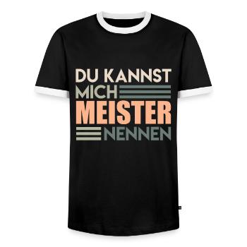 Meisterbrief Meisterprüfung Meistertitel - Männer Kontrast-T-Shirt - Schwarz/Weiß - Vorne - AI Model Female 172 light (172cm) & AI Model Male 178 light (178cm)