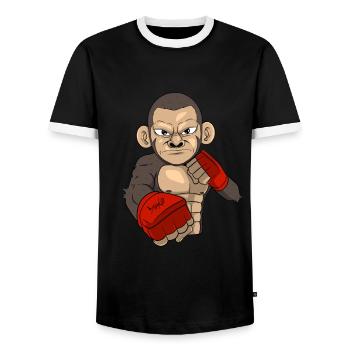 Martial Arts, MMA, Muay Thai, Taekwondo - Men's Ringer Shirt - black/white - Front - AI Model Female 172 light (172cm) & AI Model Male 178 light (178cm)