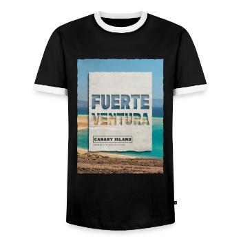 Fuerteventura Sommer Sonne Strand Meer Palmen - Männer Kontrast-T-Shirt - Schwarz/Weiß - Vorne - AI Model Female 172 light (172cm) & AI Model Male 178 light (178cm)