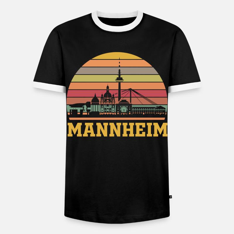 Mannheim - Männer Kontrast-T-Shirt - Schwarz/Weiß