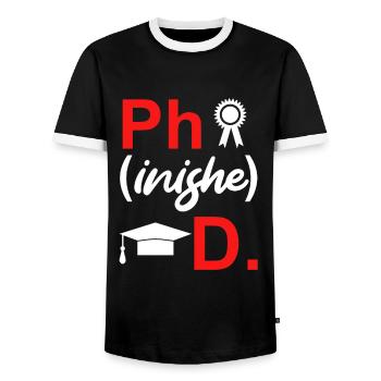 Disputation 2022 Doctoral Thesis - Men's Ringer Shirt - black/white - Front - AI Model Female 172 light (172cm) & AI Model Male 178 light (178cm)