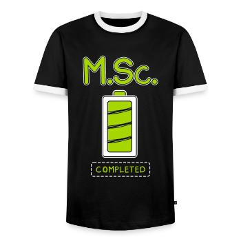 Master of Science completed Master's degree - Men's Ringer Shirt - black/white - Front - AI Model Female 172 light (172cm) & AI Model Male 178 light (178cm)