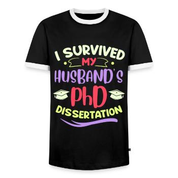 La thèse du mari a survécu aux partenaires - T-shirt contrasté Homme - noir/blanc - Devant - AI Model Female 172 light (172cm) & AI Model Male 178 light (178cm)