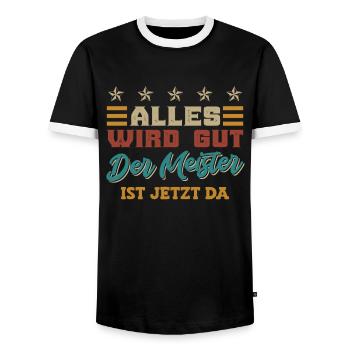 Alles wird gut der Meiste ist da - Männer Kontrast-T-Shirt - Schwarz/Weiß - Vorne - AI Model Female 172 light (172cm) & AI Model Male 178 light (178cm)