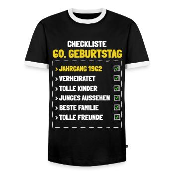 Ein Star wird 60 Jahre alt - Männer Kontrast-T-Shirt - Schwarz/Weiß - Vorne - AI Model Female 172 light (172cm) & AI Model Male 178 light (178cm)