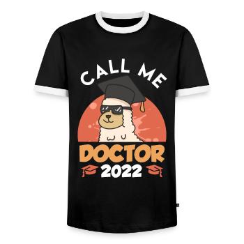 Appelez-moi Docteur 2022 PhD - T-shirt contrasté Homme - noir/blanc - Devant - AI Model Female 172 light (172cm) & AI Model Male 178 light (178cm)