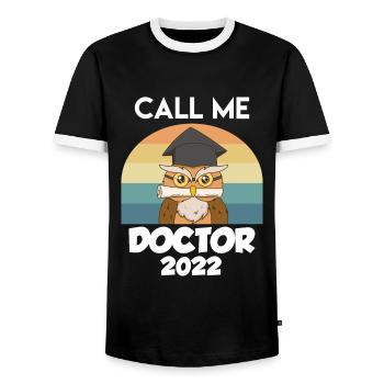Phd Doctor Doctorate Call me Doctor - Men's Ringer Shirt - black/white - Front - AI Model Female 172 light (172cm) & AI Model Male 178 light (178cm)