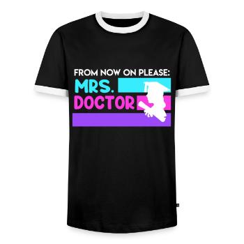 Doctor 2022 Doctorate - Men's Ringer Shirt - black/white - Front - AI Model Female 172 light (172cm) & AI Model Male 178 light (178cm)