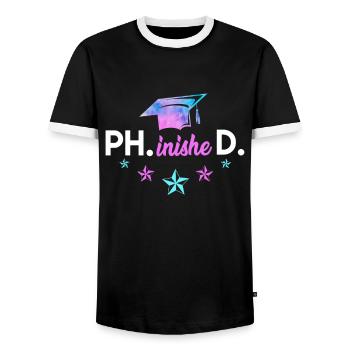 Phd geschafft Doktor 2022 Phinished Doktortitel - Männer Kontrast-T-Shirt - Schwarz/Weiß - Vorne - AI Model Female 172 light (172cm) & AI Model Male 178 light (178cm)
