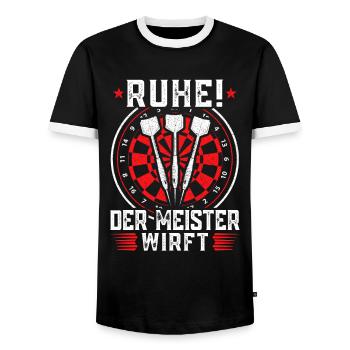 Dart - Ruhe der Meister wirft Sprüche Dartspieler - Männer Kontrast-T-Shirt - Schwarz/Weiß - Vorne - AI Model Female 172 light (172cm) & AI Model Male 178 light (178cm)