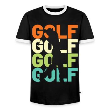 Golf Golfer Retro - Männer Kontrast-T-Shirt - Schwarz/Weiß - Vorne - AI Model Female 172 light (172cm) & AI Model Male 178 light (178cm)