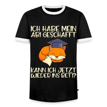 Abi 2022 geschafft kann ich wieder ins Bett? - Männer Kontrast-T-Shirt - Schwarz/Weiß - Vorne - AI Model Female 172 light (172cm) & AI Model Male 178 light (178cm)