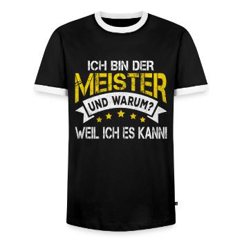 Ich bin der Meister Handwerker Meister Outfit - Männer Kontrast-T-Shirt - Schwarz/Weiß - Vorne - AI Model Female 172 light (172cm) & AI Model Male 178 light (178cm)