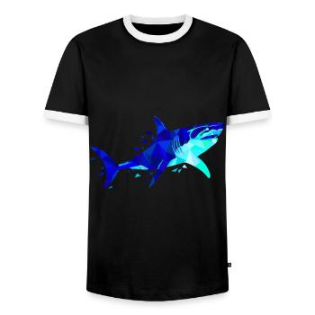 Shark Mandala Geometric Shark Diver - Men's Ringer Shirt - black/white - Front - AI Model Female 172 light (172cm) & AI Model Male 178 light (178cm)