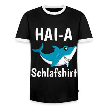 Hai-A Schlafshirt offizielles Schlaf - Männer Kontrast-T-Shirt - Schwarz/Weiß - Vorne - AI Model Female 172 light (172cm) & AI Model Male 178 light (178cm)