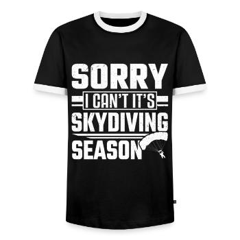 Sorry I Can't It Is Skydiving Season Skydiver - Men's Ringer Shirt - black/white - Front - AI Model Female 172 light (172cm) & AI Model Male 178 light (178cm)