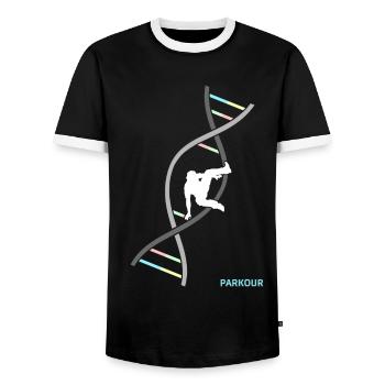 Parkour Freerunning Backflip Freestyle Acrobaties - T-shirt contrasté Homme - noir/blanc - Devant - AI Model Female 172 light (172cm) & AI Model Male 178 light (178cm)
