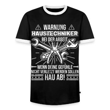 Haustechniker Haustechniker Hausmeister Beruf - Männer Kontrast-T-Shirt - Schwarz/Weiß - Vorne - AI Model Female 172 light (172cm) & AI Model Male 178 light (178cm)