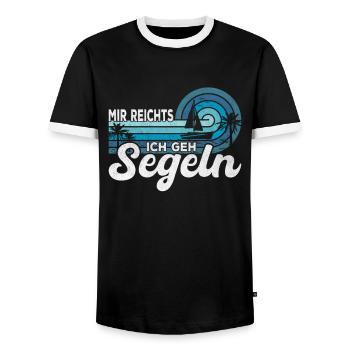 Segelboot Katamaran Kapitän Segeln Segler Geschenk - Männer Kontrast-T-Shirt - Schwarz/Weiß - Vorne - AI Model Female 172 light (172cm) & AI Model Male 178 light (178cm)