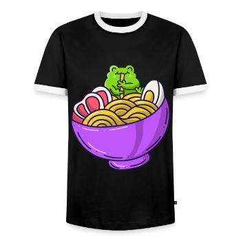 Ramen Noodles Japan Food Frosch Nudelsupppe - Männer Kontrast-T-Shirt - Schwarz/Weiß - Vorne - AI Model Female 172 light (172cm) & AI Model Male 178 light (178cm)