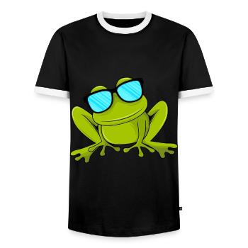 Lustiger Frosch mit Sonnenbrille Kinder Kröte - Männer Kontrast-T-Shirt - Schwarz/Weiß - Vorne - AI Model Female 172 light (172cm) & AI Model Male 178 light (178cm)