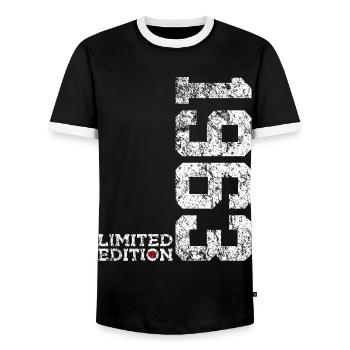 63RD BIRTHDAY 63 YEARS LIMITED EDITION 1963 - Men's Ringer Shirt - black/white - Front - AI Model Female 172 light (172cm) & AI Model Male 178 light (178cm)