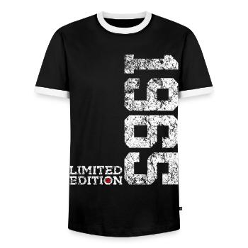 61ST BIRTHDAY 61 YEARS LIMITED EDITION 1965 - Men's Ringer Shirt - black/white - Front - AI Model Female 172 light (172cm) & AI Model Male 178 light (178cm)