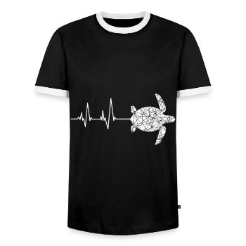 Turtle Heartbeat Slowness - Men's Ringer Shirt - black/white - Front - AI Model Female 172 light (172cm) & AI Model Male 178 light (178cm)