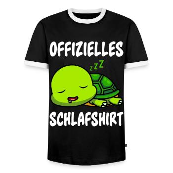 Offizielles Schildkröten Schlafshirt Schlaf - Männer Kontrast-T-Shirt - Schwarz/Weiß - Vorne - AI Model Female 172 light (172cm) & AI Model Male 178 light (178cm)