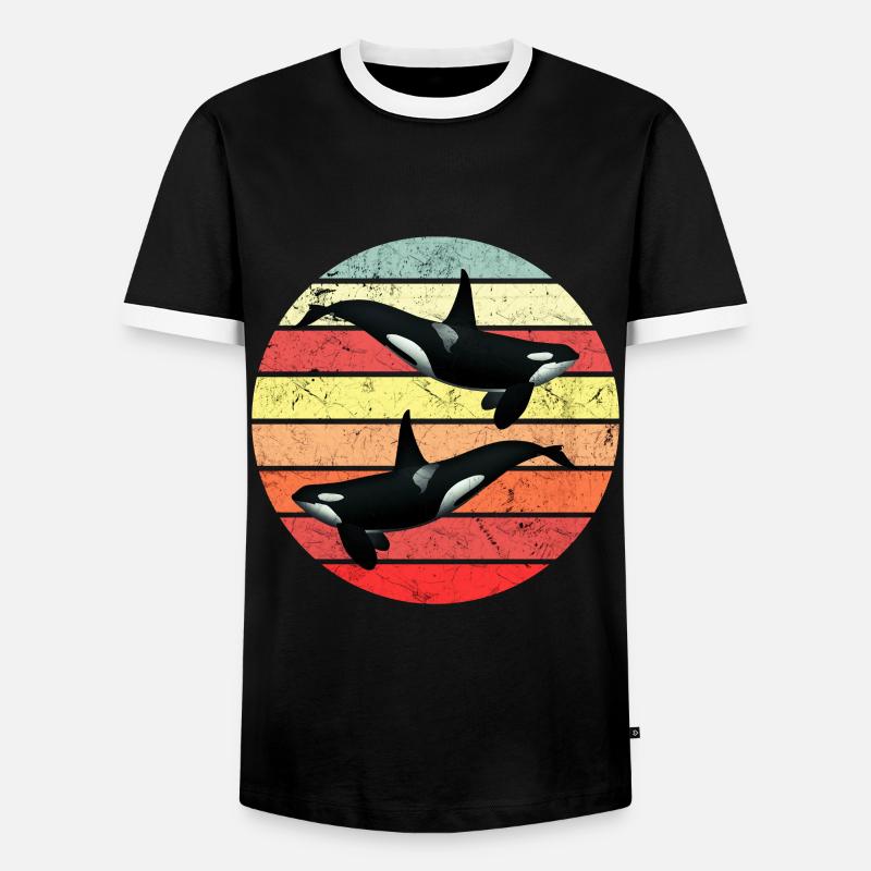 Orca - Retro - Männer Kontrast-T-Shirt - Schwarz/Weiß