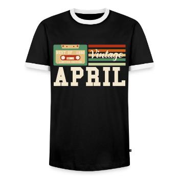 32ème anniversaire Avril né 1990 Idée cadeau - T-shirt contrasté Homme - noir/blanc - Devant - AI Model Female 172 light (172cm) & AI Model Male 178 light (178cm)
