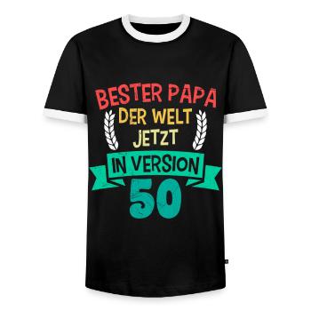 50. Geburtstag Papa 50 Jahre - Männer Kontrast-T-Shirt - Schwarz/Weiß - Vorne - AI Model Female 172 light (172cm) & AI Model Male 178 light (178cm)