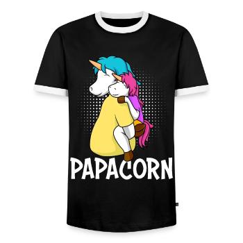 Papacorn Père Licorne Fille Papa - T-shirt contrasté Homme - noir/blanc - Devant - AI Model Female 172 light (172cm) & AI Model Male 178 light (178cm)