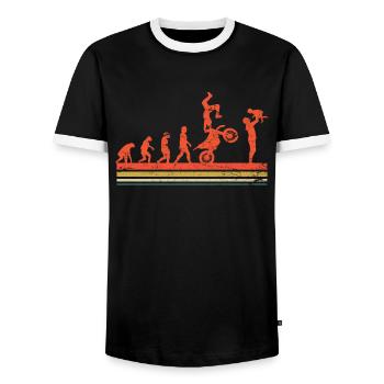 Biker Papa Evolution Motocross Motorradfahrer - Männer Kontrast-T-Shirt - Schwarz/Weiß - Vorne - AI Model Female 172 light (172cm) & AI Model Male 178 light (178cm)