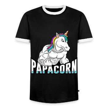 Papacorn Papa Licorne - T-shirt contrasté Homme - noir/blanc - Devant - AI Model Female 172 light (172cm) & AI Model Male 178 light (178cm)