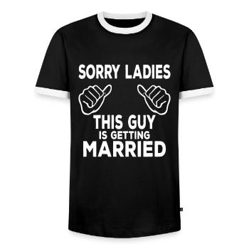 Ce gars épousera Groom Bachelor - T-shirt contrasté Homme - noir/blanc - Devant - AI Model Female 172 light (172cm) & AI Model Male 178 light (178cm)