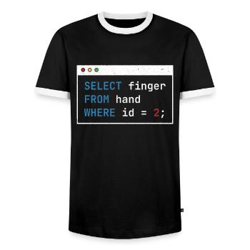 Hacking Code Cybersecurity Selected Finger Hacker - Men's Ringer Shirt - black/white - Front - AI Model Female 172 light (172cm) & AI Model Male 178 light (178cm)