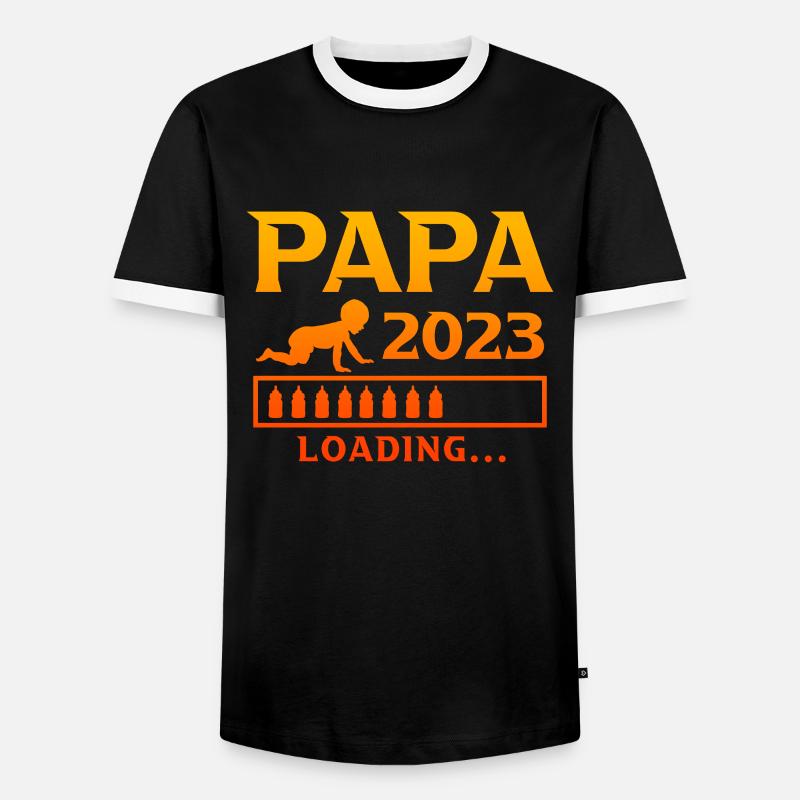 Papa 2023 laoding werdender Papa - Männer Kontrast-T-Shirt - Schwarz/Weiß