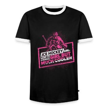 Eishockey Mädchen Frau Torhüter - Männer Kontrast-T-Shirt - Schwarz/Weiß - Vorne - AI Model Female 172 light (172cm) & AI Model Male 178 light (178cm)
