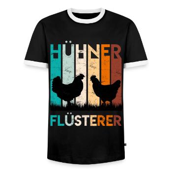 Hühner Flüsterer Hühner Besitzer Huhn - Männer Kontrast-T-Shirt - Schwarz/Weiß - Vorne - AI Model Female 172 light (172cm) & AI Model Male 178 light (178cm)