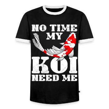 No time my kois need me koi - Men's Ringer Shirt - black/white - Front - AI Model Female 172 light (172cm) & AI Model Male 178 light (178cm)