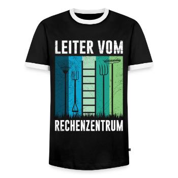 Leiter vom Rechenzentrum Gärner Garten IT - Männer Kontrast-T-Shirt - Schwarz/Weiß - Vorne - AI Model Female 172 light (172cm) & AI Model Male 178 light (178cm)