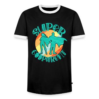 Super Parrain - T-shirt contrasté Homme - noir/blanc - Devant - AI Model Female 172 light (172cm) & AI Model Male 178 light (178cm)