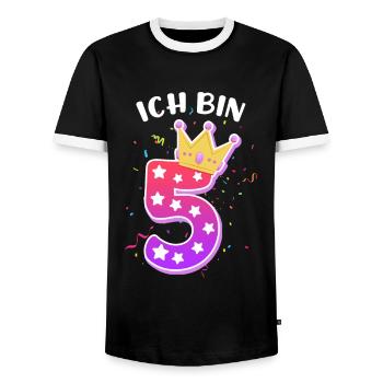 Ich bin schon 5 Jahre 5. Geburtstag Mädchen - Männer Kontrast-T-Shirt - Schwarz/Weiß - Vorne - AI Model Female 172 light (172cm) & AI Model Male 178 light (178cm)