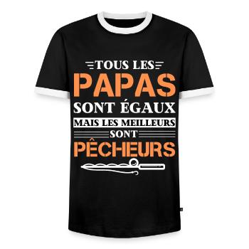 Cadeau Papa Pecheur Humour Peche - T-shirt contrasté Homme - noir/blanc - Devant - AI Model Female 172 light (172cm) & AI Model Male 178 light (178cm)