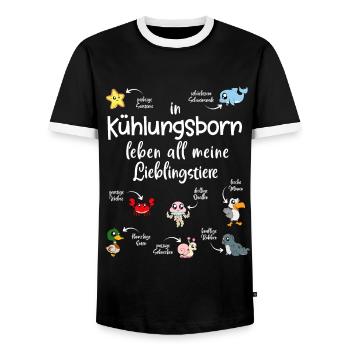 Meine Lieblingstiere in Kühlungsborn - Männer Kontrast-T-Shirt - Schwarz/Weiß - Vorne - AI Model Female 172 light (172cm) & AI Model Male 178 light (178cm)